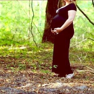 Pink blush Black maternity Maxi Dress